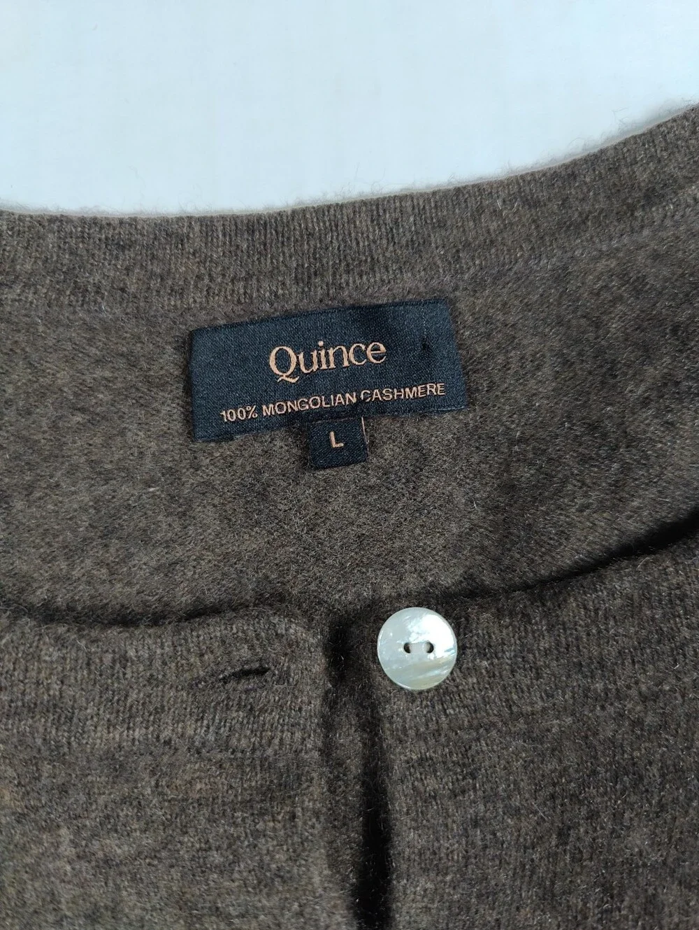 Quince Women's Brown 100% Mongolian Cashmere Button Long Sleeve Cardigan Size L